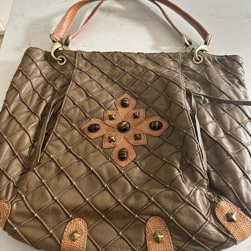 Eric Javits Brown Leather Tote Bag